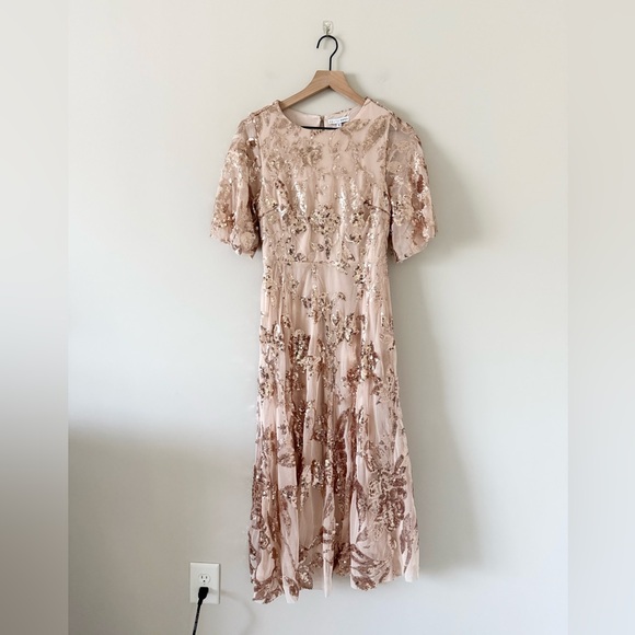 NWT Baltic Born Lucy Maxi Dress in Sequin Floral Blush Pink and Gold Size S - Picture 3 of 9